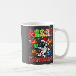 Merry Christmas Astronaut Santa Hat Snowflakes Tre Coffee Mug
