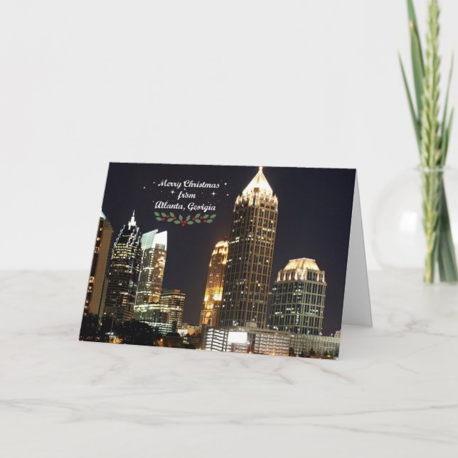 "Merry Christmas," Atlanta, Georgia Skyline Card (Front)