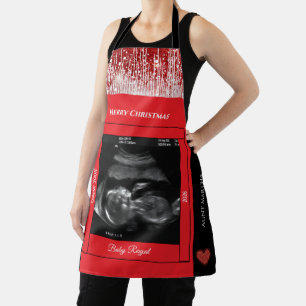 Merry Christmas Aunt Sonogram Baby Coming Soon Apron
