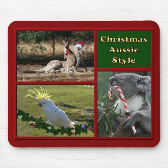 Merry Christmas Aussie Animals Mouse Mat (Front)