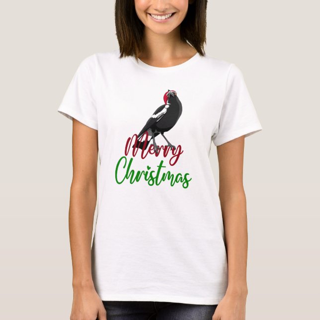 Merry Christmas Australian magpie tee (Front)