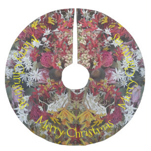 Merry Christmas Australian Native Flower Brushed Polyester Tree Skirt