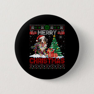 Merry Christmas Australian Shepherd Dog Lover Ugly 6 Cm Round Badge