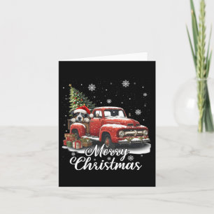 Merry Christmas Australian Shepherd Dog Riding Red Card