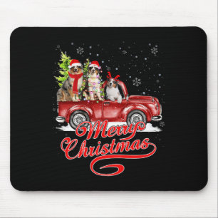 Merry Christmas Australian Shepherd Santa Reindeer Mouse Mat