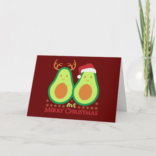  Merry Christmas Avocado  Holiday Card (Front)