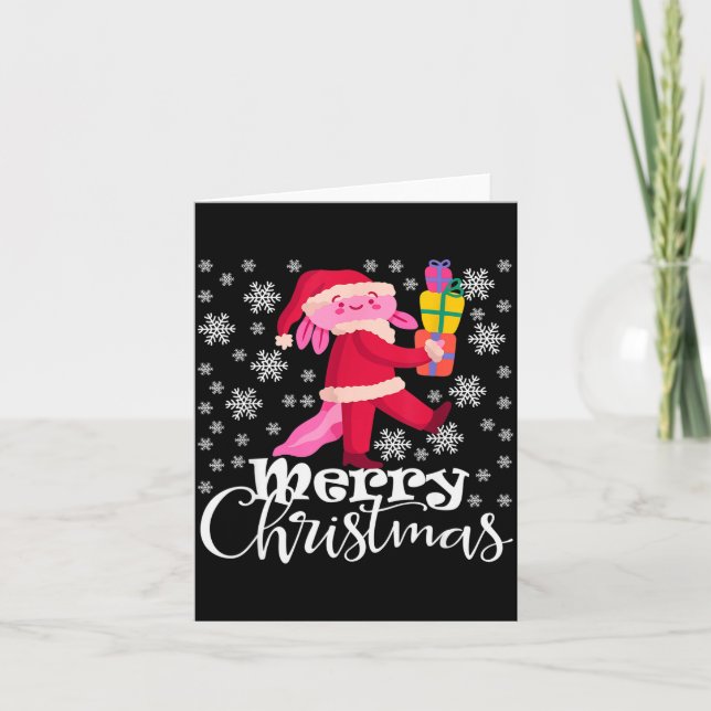 Merry Christmas Axolotl Funny Christmas Snowflakes Card (Front)