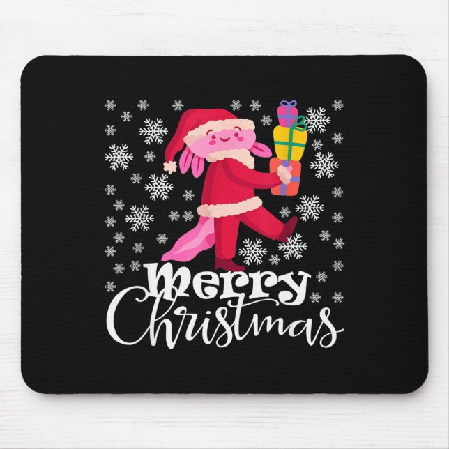 Merry Christmas Axolotl Funny Christmas Snowflakes Mouse Mat (Front)