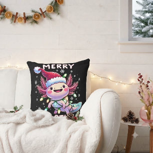 Merry Christmas Axolotl Lights Axolotlmas Tree Cushion