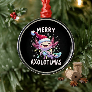 Merry Christmas Axolotl Lights Axolotlmas Tree Metal Tree Decoration