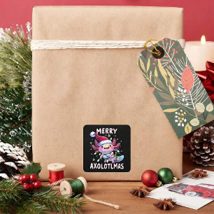 Merry Christmas Axolotl Lights Axolotlmas Tree Square Sticker