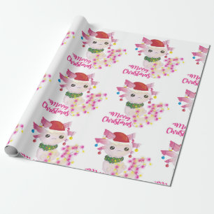 merry christmas axolotl santa wrapping paper