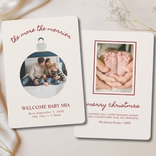 Merry Christmas Baby Announcement 2-Photo Card