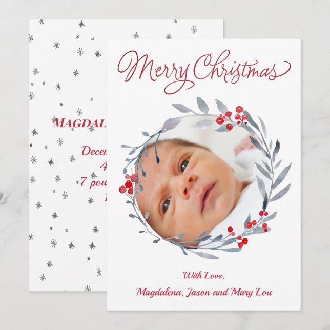 Merry Christmas baby announcement Card (Front/Back)
