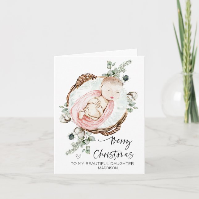 Merry Christmas Baby Girl Daughter from Mum Dad Card (Front)