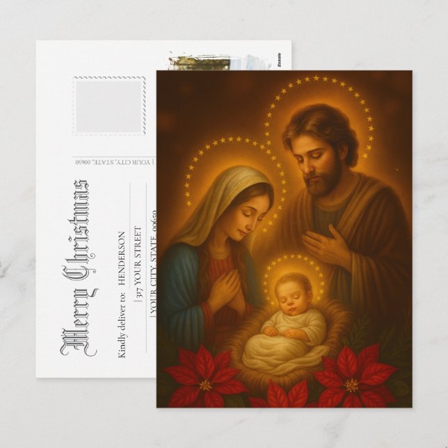 Merry Christmas Baby Jesus Nativity Scene Photo Holiday Postcard (Front/Back)