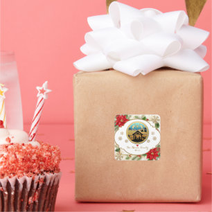 Merry Christmas, Baby Jesus Nativity Scene Square Sticker