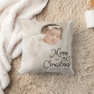 Merry Christmas Baby Photo Cushion
