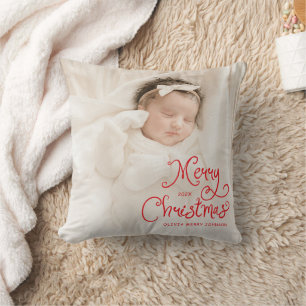 Merry Christmas Baby Photo Cushion