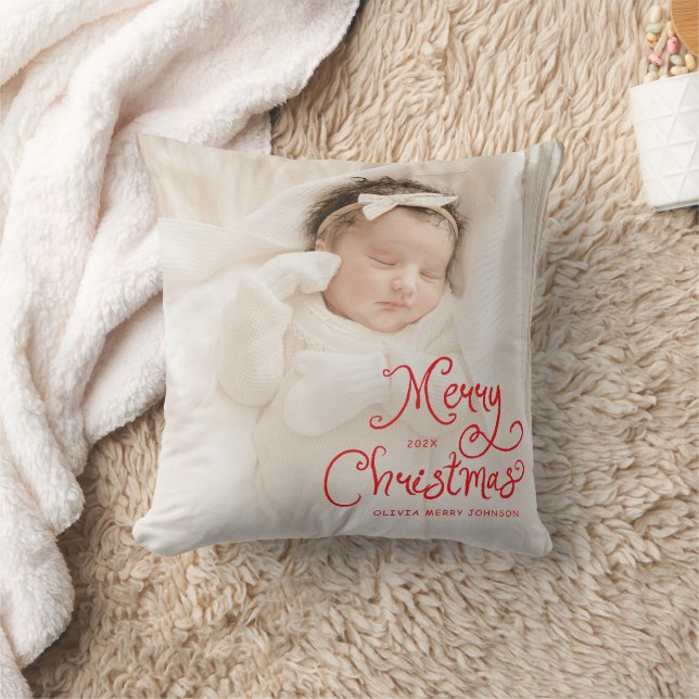 Merry Christmas Baby Photo Cushion (Blanket)