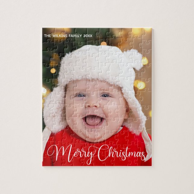 Merry Christmas Baby Photo Cute Personalised Gift Jigsaw Puzzle (Vertical)