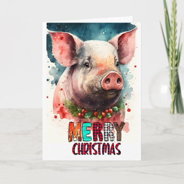 Merry Christmas baby PIG Card (Front)