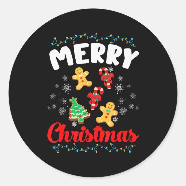 Merry Christmas Bakers With Cookies - Merry Christ Classic Round Sticker (Front)