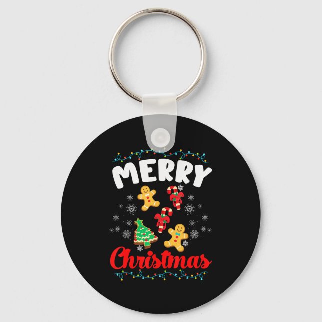 Merry Christmas Bakers With Cookies - Merry Christ Key Ring (Front)