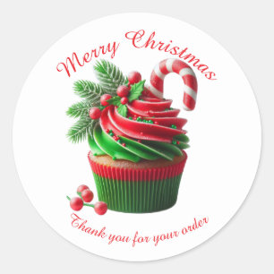Merry Christmas Bakery Cupcake Thank you Sticker