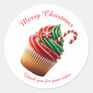 Merry Christmas Bakery Cupcake Thank you Sticker