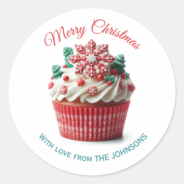 Merry Christmas Bakery Cupcake With love Sticker (Front)