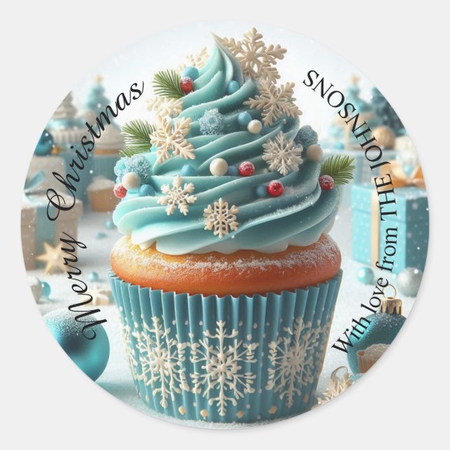 Merry Christmas Bakery Cupcake With love Sticker (Front)