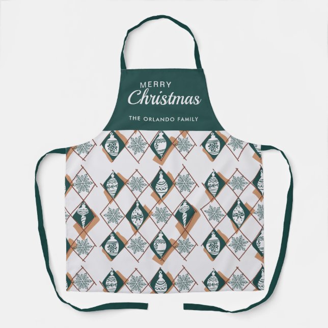 Merry Christmas Baking Crew Green Apron (Front)