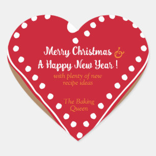 Merry Christmas Baking Queen Red Heart Sticker