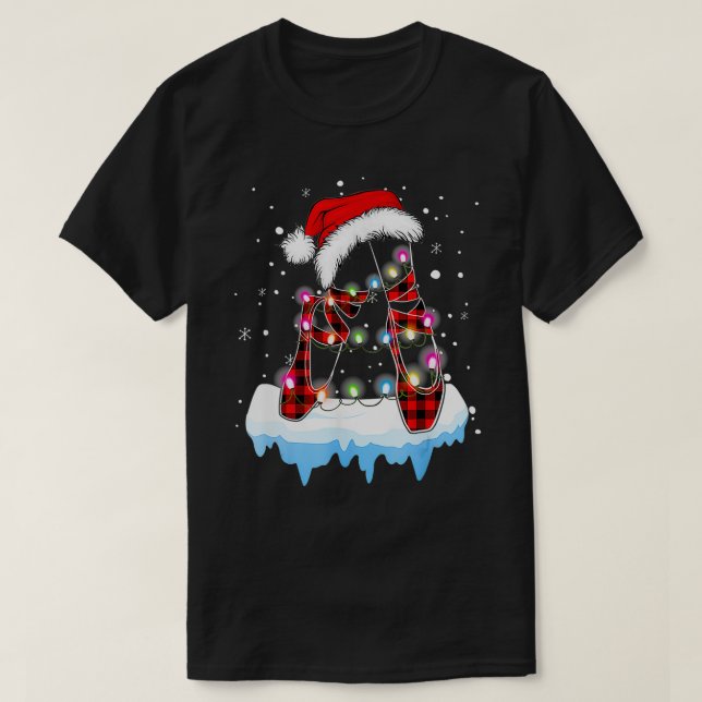 Merry Christmas Ballet Dancer Ballerina Santa Shoe T-Shirt (Design Front)