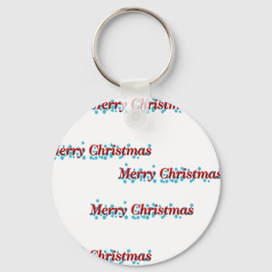 Merry Christmas banner with snowflakes and red tex Key Ring