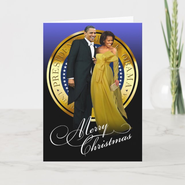 Merry Christmas Barack and Michelle Obama Holiday Card (Front)