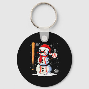 Merry Christmas Baseball Snowman Holiday Srts Xmas Key Ring