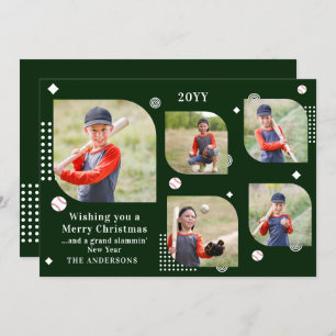 Merry Christmas Baseball Sport 5 Photo Family Name