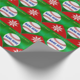 Merry Christmas Baseball Wrapping Paper, Your Name Paper