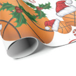 Merry Christmas Basketball Santa Wrapping Paper<br><div class="desc">Sports Lovers Christmas - Basketball with Santa Cap  decorated with Holly and Candy Canes  - Custom Christmas messages  _ We chose Merry Christmas and Ho Ho Ho   in red and green - you can change the text</div>