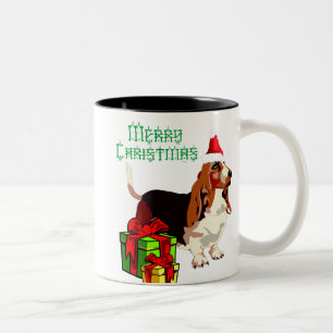Merry Christmas Basset Hound With Presents Mug