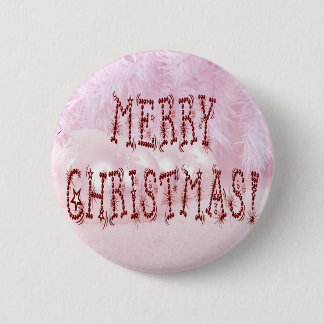 Merry Christmas Bauble and Stars Font 6 Cm Round Badge