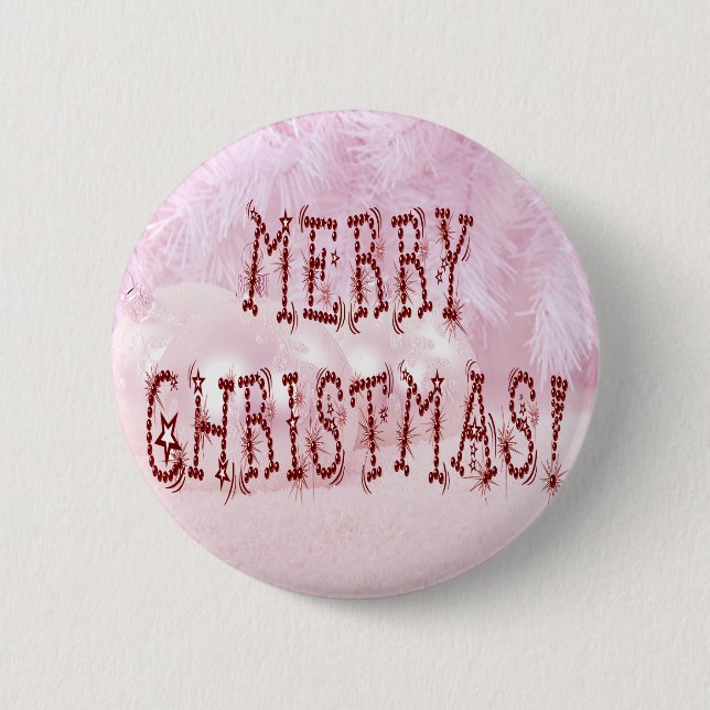 Merry Christmas Bauble and Stars Font 6 Cm Round Badge (Front)