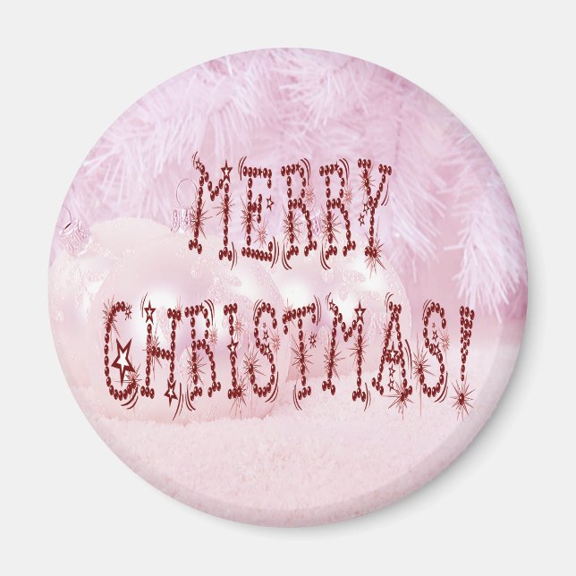 Merry Christmas Bauble and Stars Font Magnet (Front)