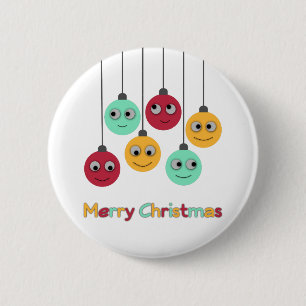 Merry Christmas Baubles 6 Cm Round Badge