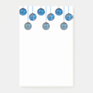 Merry Christmas Baubles Blue Gold Ornaments Postit Post-it Notes