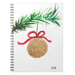Merry Christmas baubles Festive Watercolor  Notebook