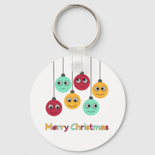 Merry Christmas Baubles Key Ring