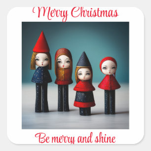 Merry Christmas be merry and shine Square Sticker